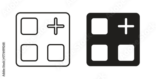 Apps icon glyph and line set thin line symbol concept.