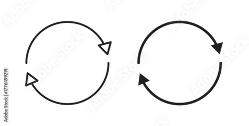 Arrows repeat icon glyph and line set thin line symbol concept.