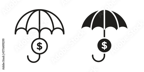 assets protection icon glyph and line set thin line symbol concept.