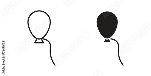 Balloons icon glyph and line set thin line symbol concept.