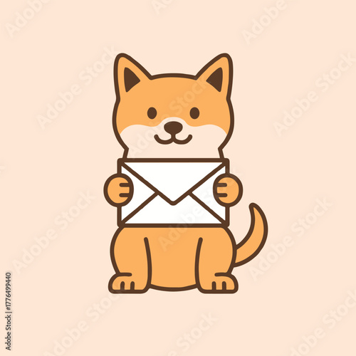 shiba inu dog with mail