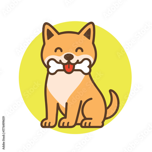 shiba inu dog with bone