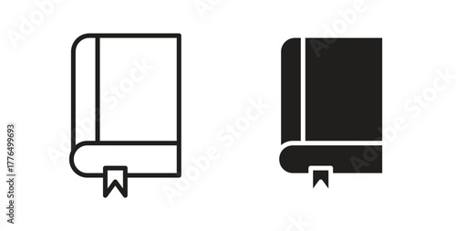 Book bookmark icon glyph and line set thin line symbol concept.