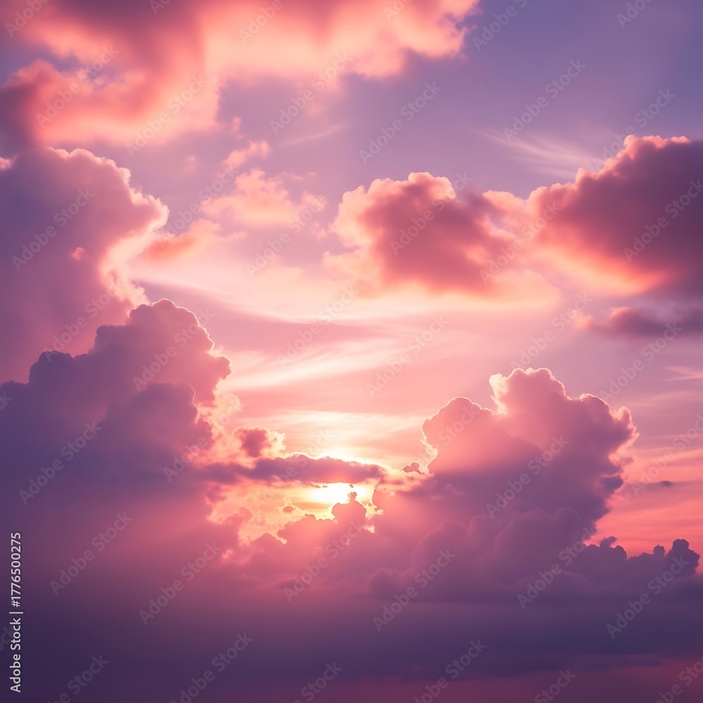 Obraz premium Beautiful Sunset Sky with Clouds.