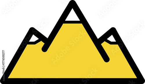 Minimalist yellow mountain icon Vector