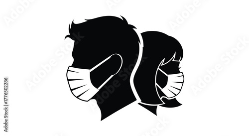 Couple wearing face masks representing health and safety precautions