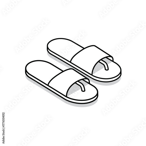 Minimalist line art of flip flops on white background