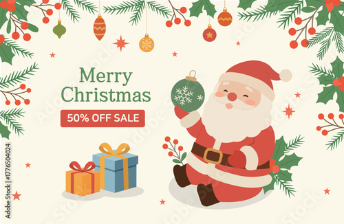 크리스마스_Christmas Discount Event Happy Santa Image