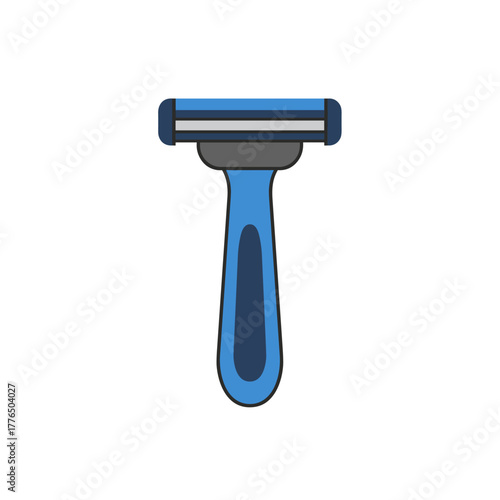 Minimalist blue razor design on white background