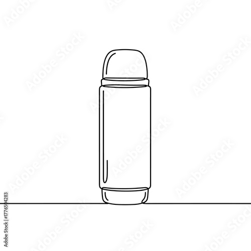 Minimalist line art of a thermos on a simple background