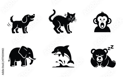 Animal icon set in minimalist style