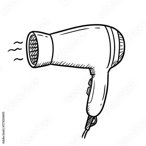 Hand drawn hair dryer sketch for salon and beauty themes