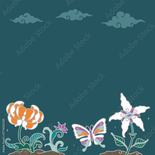 Modern batik flowers background