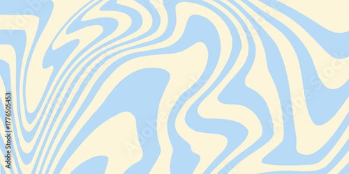 Abstract horizontal background with colorful waves. Trendy vector illustration in style retro 60s, 70s. Pastel colors