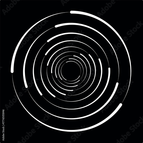 set of black thick halftone dotted speed lines. Speed lines in circle form. Geometric art. Design element for frame, logo, tattoo, web pages, prints, posters, templates, abstract vector background.