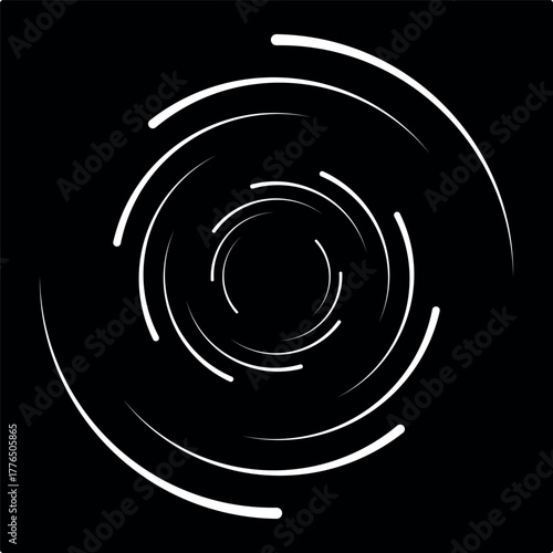 set of black thick halftone dotted speed lines. Speed lines in circle form. Geometric art. Design element for frame, logo, tattoo, web pages, prints, posters, templates, abstract vector background.