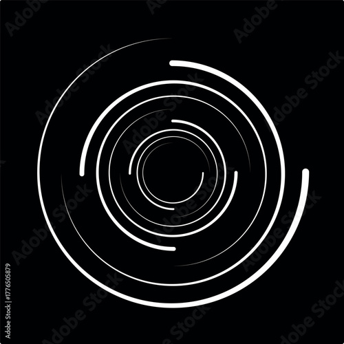 set of black thick halftone dotted speed lines. Speed lines in circle form. Geometric art. Design element for frame, logo, tattoo, web pages, prints, posters, templates, abstract vector background.