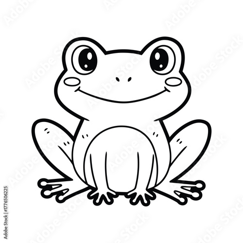 A cute frog with big eyes is smiling, this adorable amphibian is perfect for childrens books, educational materials, and more