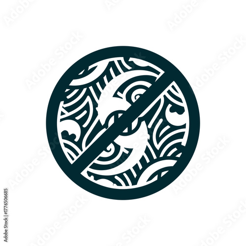 Maori Style Forbidden Icon Teal and White