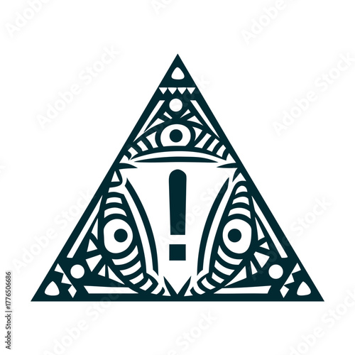 Maori Style Warning Icon Teal and White