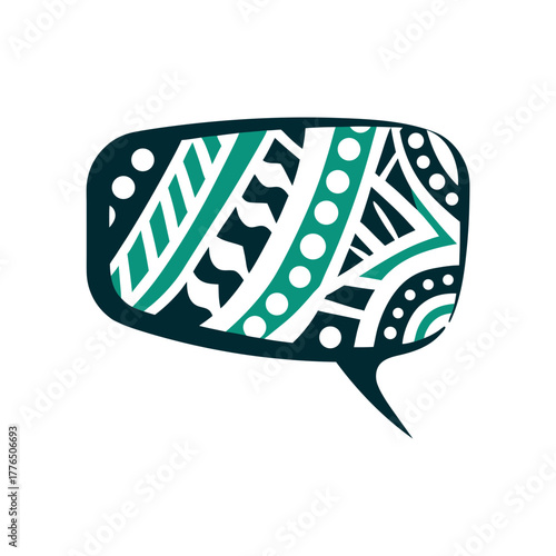 Maori Style Speech Bubble Icon Teal
