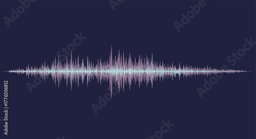 Abstract digital sound wave visualization with calming pastel hues on a deep indigo background