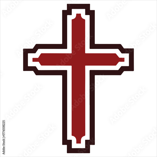 christian cross  outline black vector