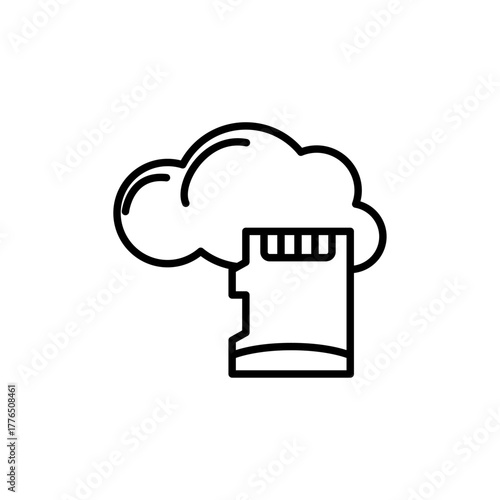 Cloud Server Upload Data Storage Tower Line Icon
