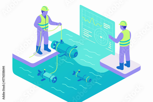 Innovative underwater robot system monitoring ocean data with professional team expertise and modern technology