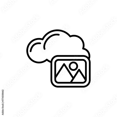 Cloud Storage Photo Gallery Image File Line Icon
