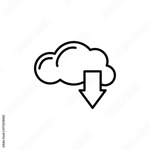 Data Download From Cloud Server Storage Line Icon