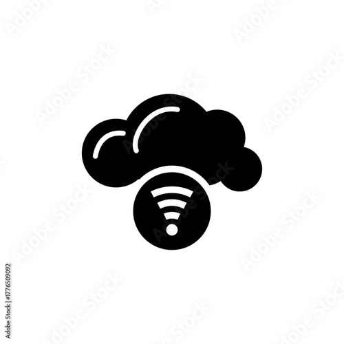 Cloud Server Wireless Internet Connection Solid Icon