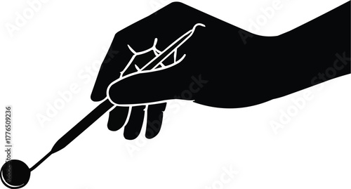 Silhouette illustration of  Minimalist vector of dental professional's hand with instruments, Surgical Equipment & Instruments,