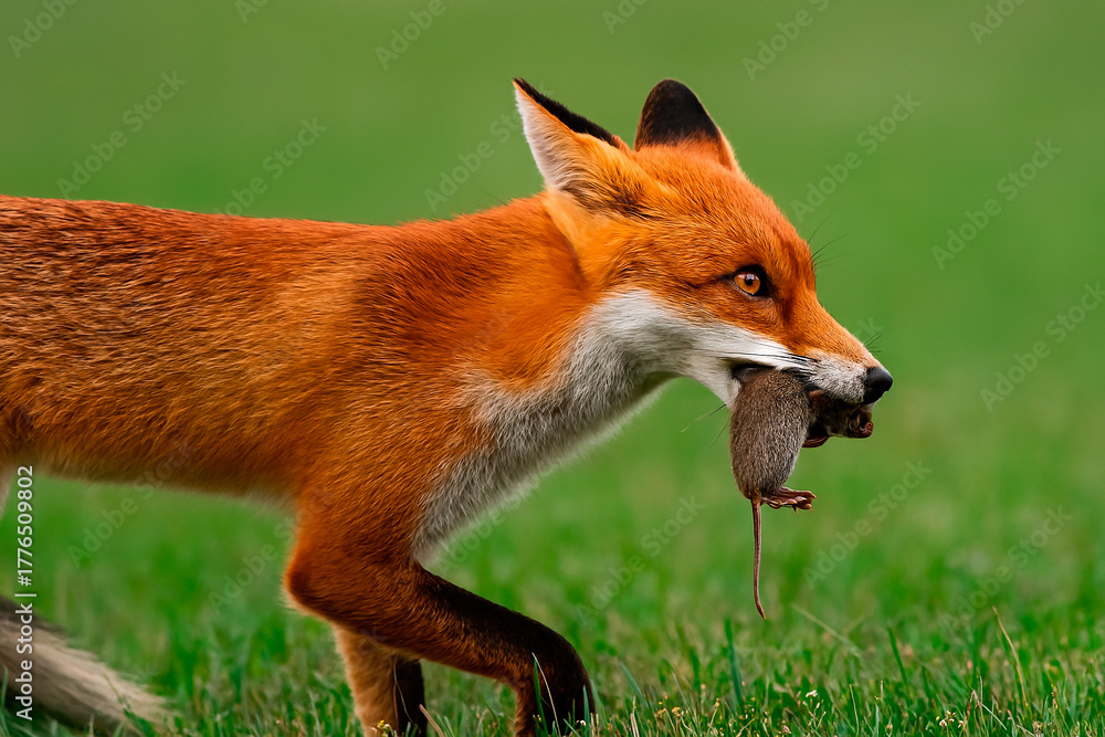 Obraz premium red fox in the wild hunting