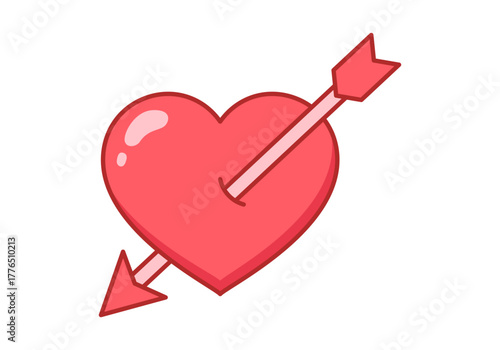 Heart with Arrow Flat Colored Icon for Valentine Love Design