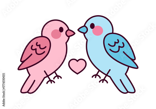 Cute Love Birds Flat Colored Icon for Romantic and Valentine Design