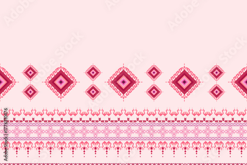 Ethnic Aztec abstract geometric oriental traditional embroidery seamless pattern. Native geometry decorative design for fabric, clothing, border decor, interior, wallpaper, background, texture, print