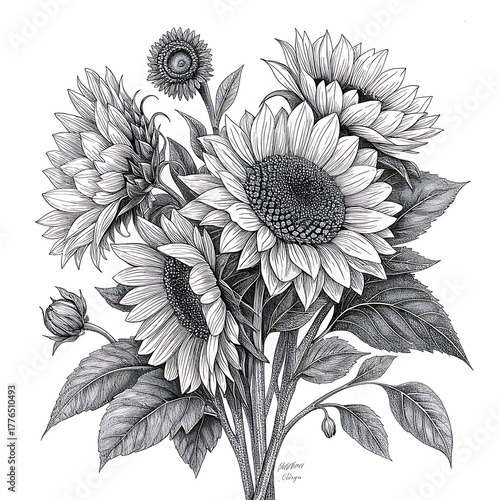 black and white flower