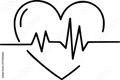 Line art illustration of heart and heartbeat