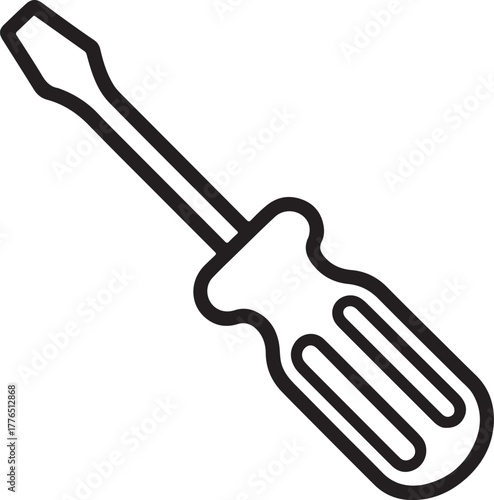 Screwdriver line art, coloring book page line art drawing, vector and illustration