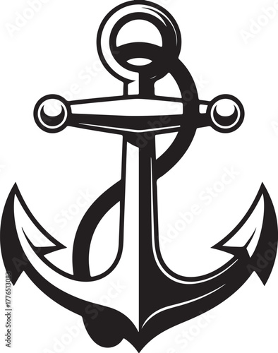 Nautical Anchor Black Silhouette Strong Marine Symbol for Sea Adventures and Safety