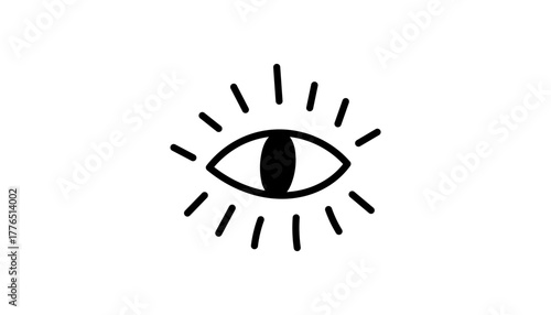 An eye with rays shows sight, gaze and vision. This symbol reflects witchcraft, magic and occult focus. Mystic esoteric astrology connects moon and celestial meanings.