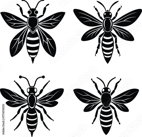 Wasp silhouette vector illustration