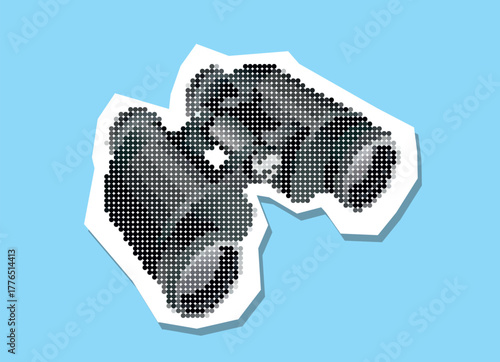 Binoculars , dotted collage element in torn paper vector with pointillism.	