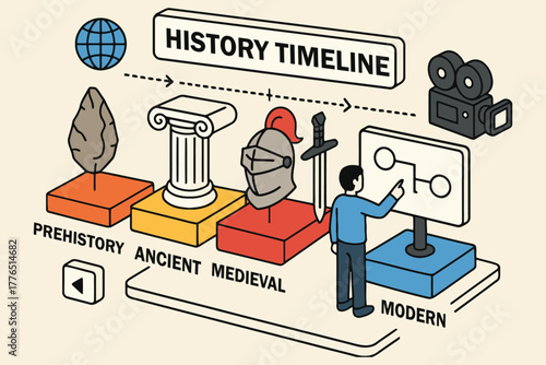 Visualizing the progression of human history through a detailed timeline concept