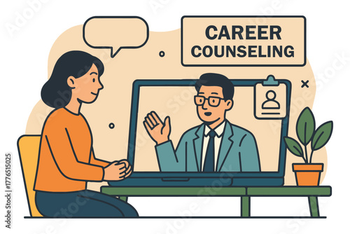 Woman having online career counseling session with a professional advisor