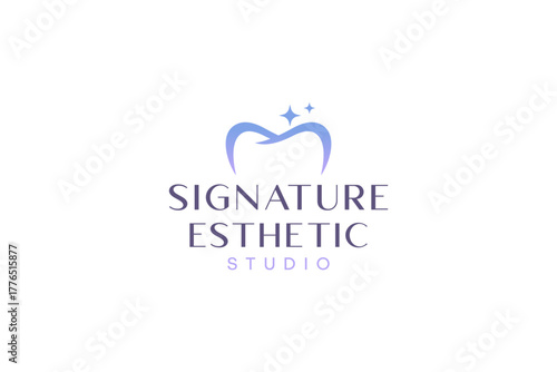 Elegant dental clinic logo featuring a stylized tooth and star.