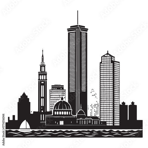 Black boston Silhouette Vector, High Quality Illustration on White Background