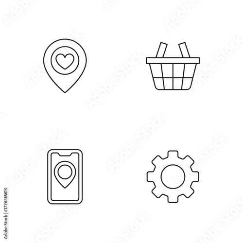 E-commerce, Favorites and Settings Line Icon Bundle