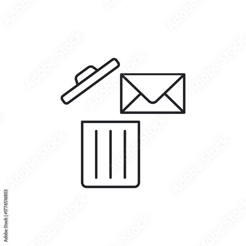 Mail Deletion Trash Bin Outline Icons